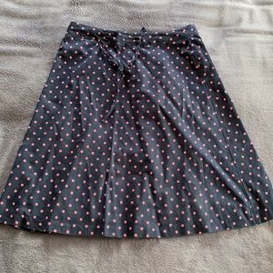 Talbots Skirt size 8 Navy Blue w Pink Dots